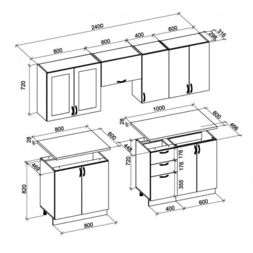 Kitchen furniture set ELIZABETH 240 white matte MDF - Image 3
