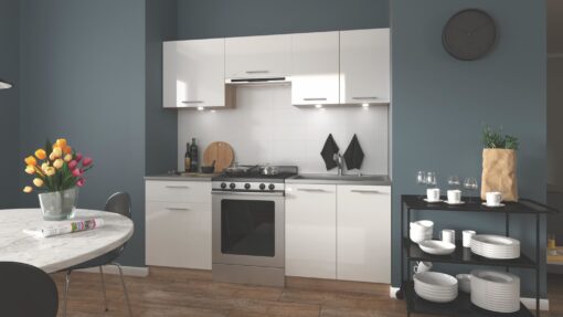 Kitchen furniture set MARIJA 200 white gloss