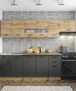 Kitchen furniture set PERLA 260 artisan oak/ anthracite