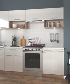 VIOLA 260 white gloss MDF / somoma oak