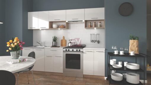 VIOLA 260 white gloss MDF / somoma oak