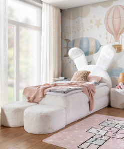 Exclusive Bunny-Shaped Bed with night table and with pouf, 100x200