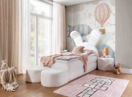 Exclusive Bunny-Shaped Bed with night table and with pouf, 100x200