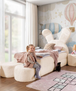 Exclusive Bunny-Shaped Bed without night table and pouf, 100x200
