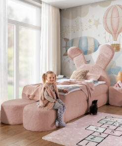 Exclusive Bunny-Shaped Bed with night table and with pouf, 120x200