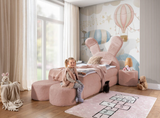 Exclusive Bunny-Shaped Bed with night table and with pouf, 120x200