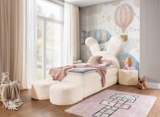 Exclusive Bunny-Shaped Bed with night table and with pouf, 100x200 - Image 7