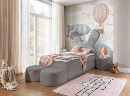 Exclusive Bunny-Shaped Bed with night table and with pouf, 100x200 - Image 9