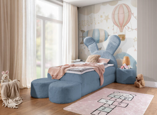 Exclusive Bunny-Shaped Bed with night table and with pouf, 100x200 - Image 10