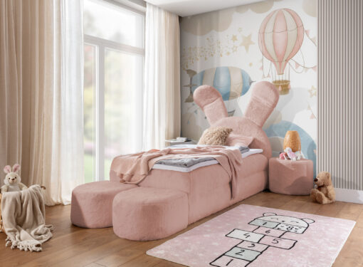 Exclusive Bunny-Shaped Bed with night table and with pouf, 100x200 - Image 11