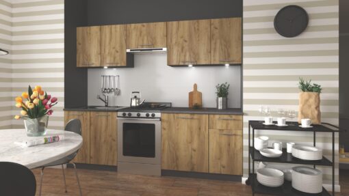 Kitchen furniture set DARIA 240 anthracite/ craft oak