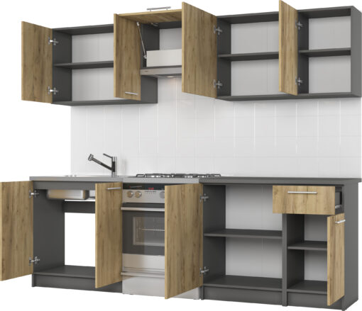 Kitchen furniture set DARIA 240 anthracite/ craft oak - Image 2