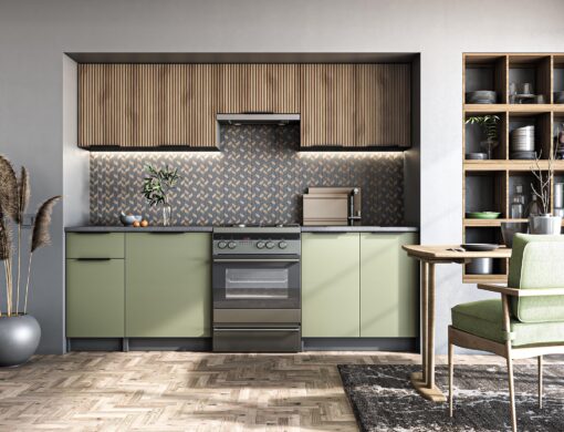 Kitchen furniture set KSENIA 240 walnut / pistachio