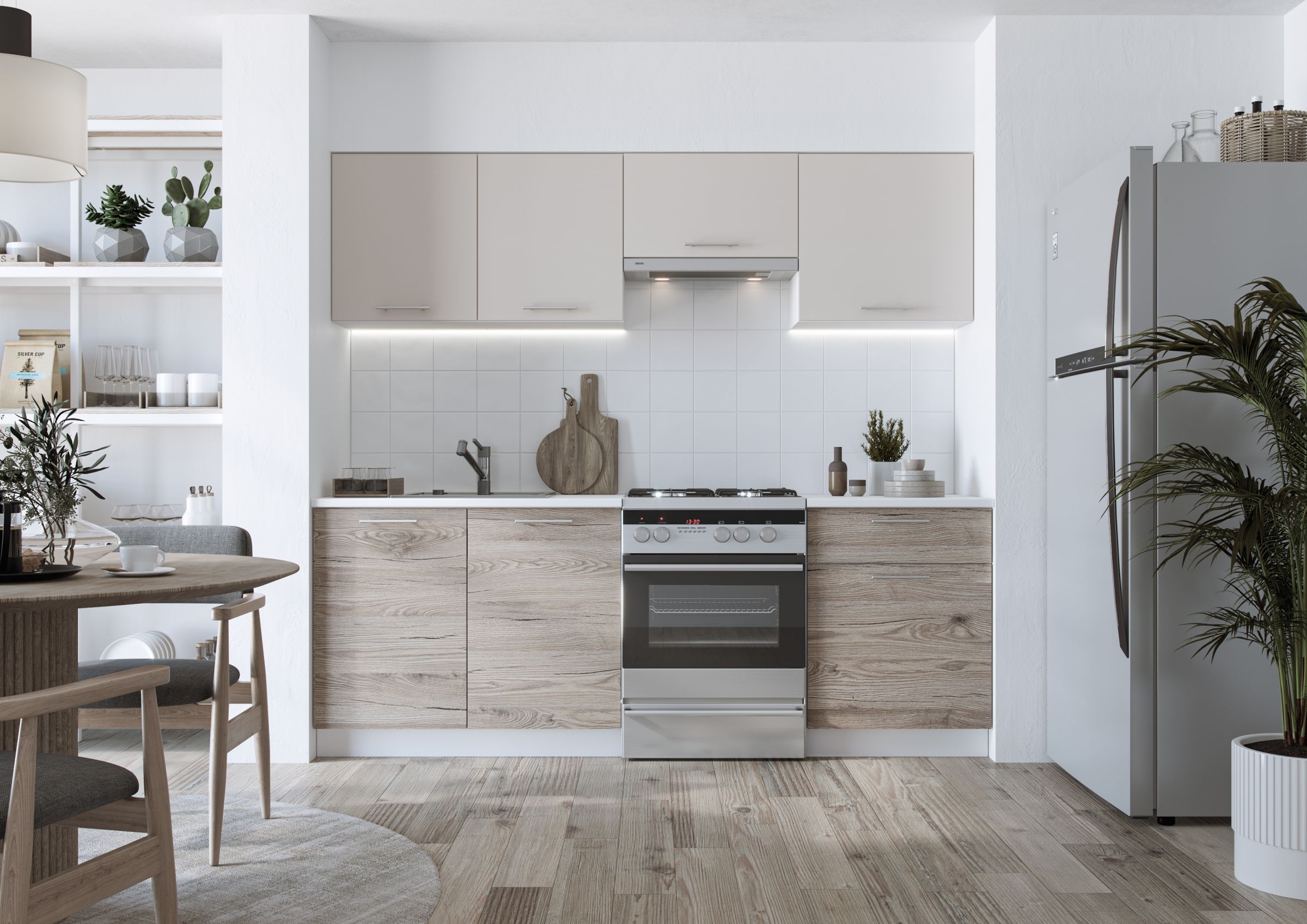 Kitchen furniture set KATIA 220 light beige / san marino oak